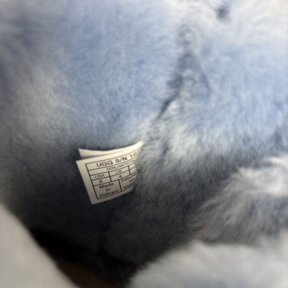 Womens Ugg Boots Bailey Bow Whisper Blue Suede Sheepskin Coquette Very RARE Sz 6 - Picture 14 of 16